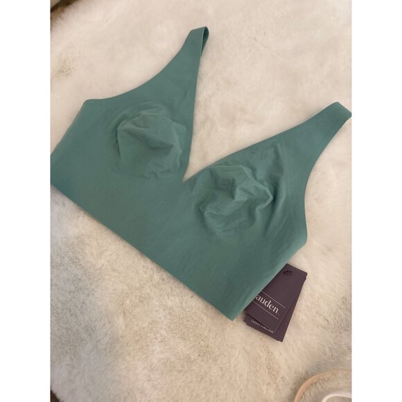Auden Luxury Collection Small Green Unlined V-Neck Bralette NEW - Picture 3 of 5